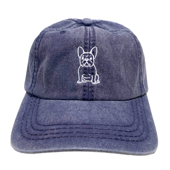 Top Crown Clothing Other - Navy Pigment Dyed - frenchie dog embroidered baseball adjustable dad cap